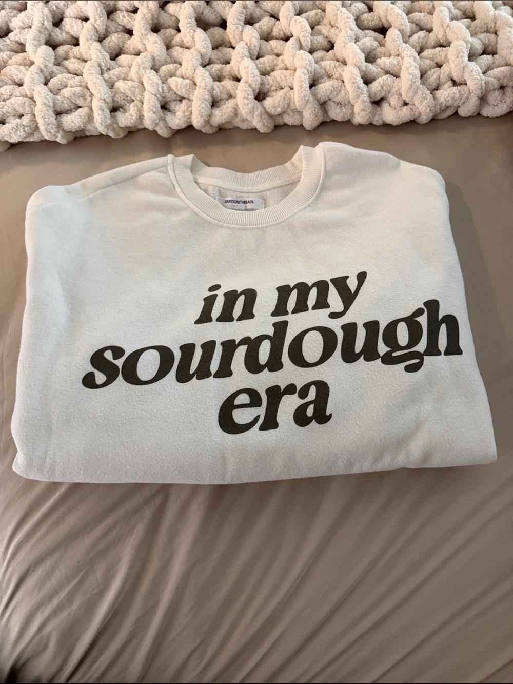 Grayson Threads Cream Crewneck with Black Sourdough Text